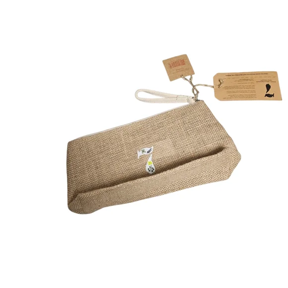 Clarins Feed the Children of The World Burlap Cosmetic Bag -NWT!!!! - Picture 2 of 2